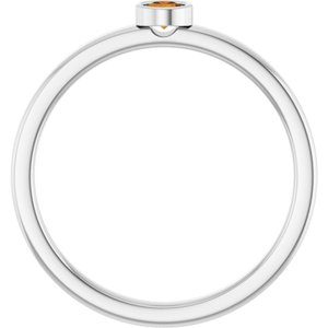 14K White Gold 3 mm Natural Citrine Ring