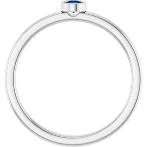 Rhodium-Plated Sterling Silver 3 mm Natural Blue Sapphire Ring