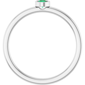 Platinum 3 mm Natural Emerald Ring