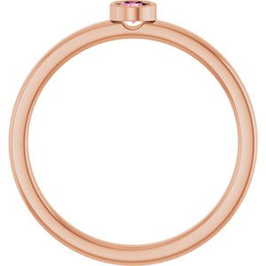 14K Rose Gold 3 mm Natural Pink Tourmaline Ring