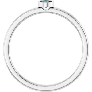 14K White Gold 3 mm Natural Alexandrite Ring
