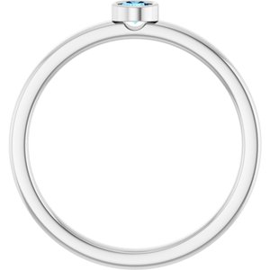 Rhodium-Plated Sterling Silver 3 mm Natural Aquamarine Ring