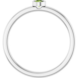 14K White Gold 3 mm Natural Peridot Ring