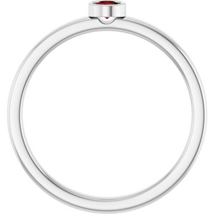 Rhodium-Plated Sterling Silver 3 mm Natural Mozambique Garnet Ring
