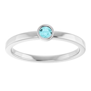 Platinum 3 mm Natural Blue Zircon Ring