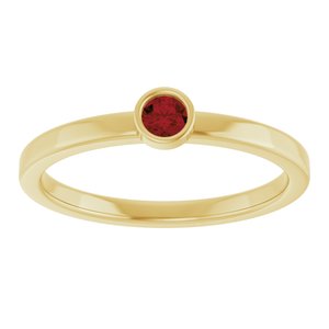 14K Yellow Gold 3 mm Natural Mozambique Garnet Ring