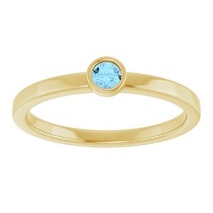 14K Yellow Gold 3 mm Natural Aquamarine Ring