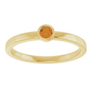 14K Yellow Gold 3 mm Natural Citrine Ring