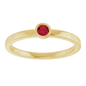 14K Yellow Gold 3 mm Lab-Grown Ruby Ring