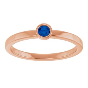 14K Rose Gold 3 mm Lab-Grown Blue Sapphire Ring