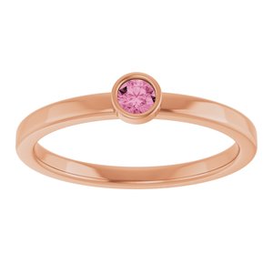14K Rose Gold 3 mm Natural Pink Tourmaline Ring