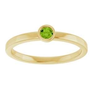 14K Yellow Gold 3 mm Natural Peridot Ring