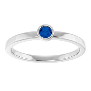 Platinum 3 mm Natural Blue Sapphire Ring