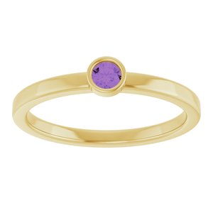 14K Yellow Gold 3 mm Natural Amethyst Ring