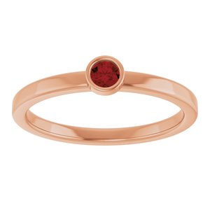 14K Rose Gold 3 mm Natural Mozambique Garnet Ring