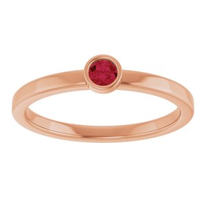 14K Rose Gold 3 mm Lab-Grown Ruby Ring