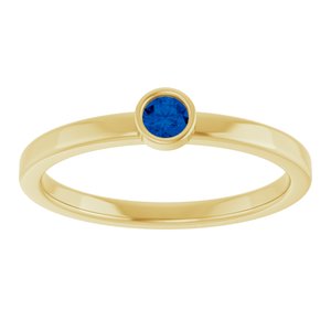 14K Yellow Gold 3 mm Lab-Grown Blue Sapphire Ring