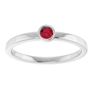 Platinum 3 mm Lab-Grown Ruby Ring