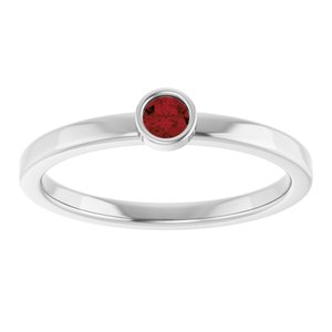 14K White Gold 3 mm Natural Mozambique Garnet Ring