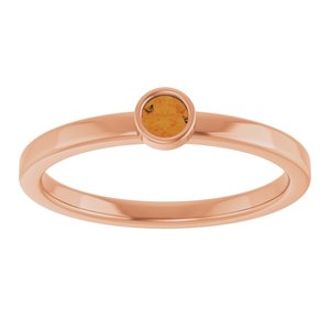 14K Rose Gold 3 mm Natural Citrine Ring