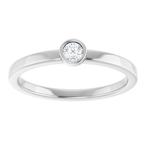 Rhodium-Plated Sterling Silver 3 mm 1/10 CT Natural Diamond Ring
