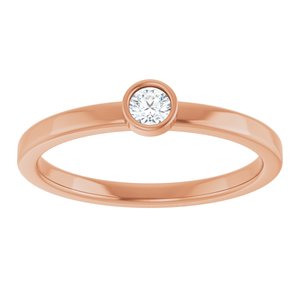 14K Rose Gold 3 mm Natural White Sapphire Ring