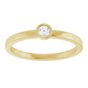14K Yellow Gold 3 mm Natural White Sapphire Ring