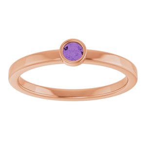 14K Rose Gold 3 mm Natural Amethyst Ring