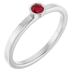 Platinum 3 mm Lab-Grown Ruby Ring