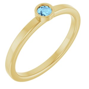 14K Yellow Gold 3 mm Natural Aquamarine Ring