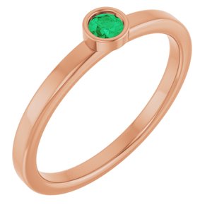 14K Rose Gold 3 mm Natural Emerald Ring