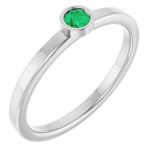 Platinum 3 mm Lab-Grown Emerald Ring