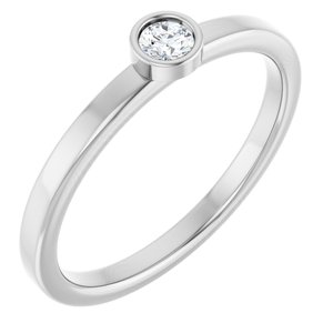 14K White Gold 3 mm Natural White Sapphire Ring