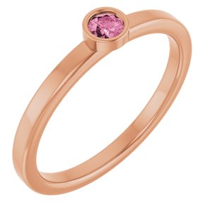 14K Rose Gold 3 mm Natural Pink Tourmaline Ring