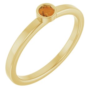 14K Yellow Gold 3 mm Natural Citrine Ring