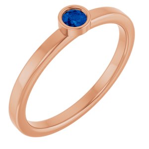 14K Rose Gold 3 mm Natural Blue Sapphire Ring