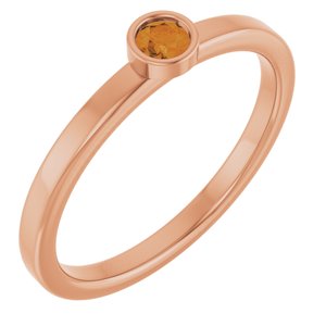 14K Rose Gold 3 mm Natural Citrine Ring