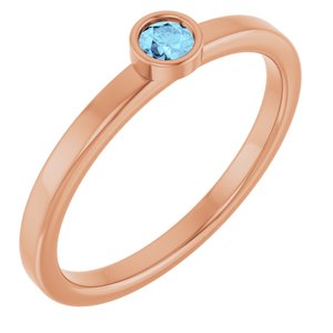 14K Rose Gold 3 mm Natural Aquamarine Ring