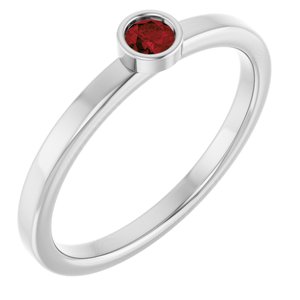 14K White Gold 3 mm Natural Mozambique Garnet Ring