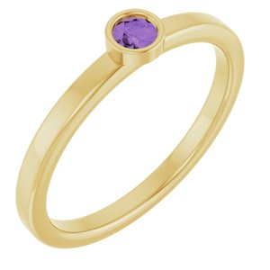 14K Yellow Gold 3 mm Natural Amethyst Ring