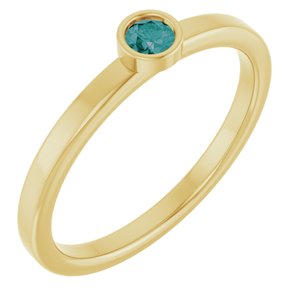 14K Yellow Gold 3 mm Lab-Grown Alexandrite Ring