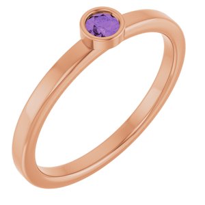14K Rose Gold 3 mm Natural Amethyst Ring