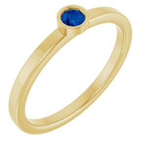 14K Yellow Gold 3 mm Natural Blue Sapphire Ring