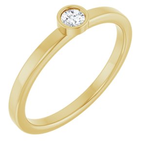 14K Yellow Gold 3 mm Natural White Sapphire Ring