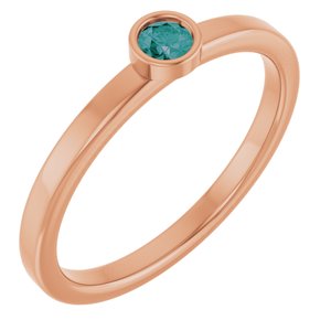 14K Rose Gold 3 mm Lab-Grown Alexandrite Ring