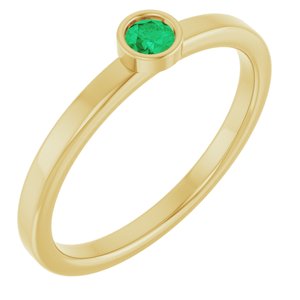 14K Yellow Gold 3 mm Natural Emerald Ring