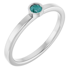 14K White Gold 3 mm Lab-Grown Alexandrite Ring