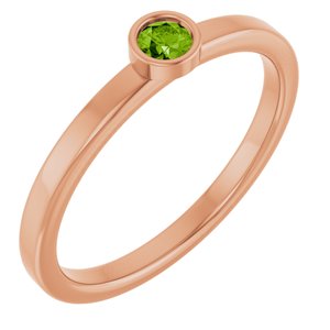 14K Rose Gold 3 mm Natural Peridot Ring