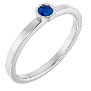 Platinum 3 mm Natural Blue Sapphire Ring