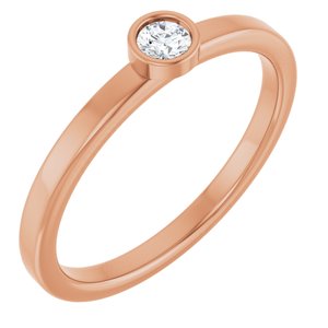14K Rose Gold 3 mm Natural White Sapphire Ring